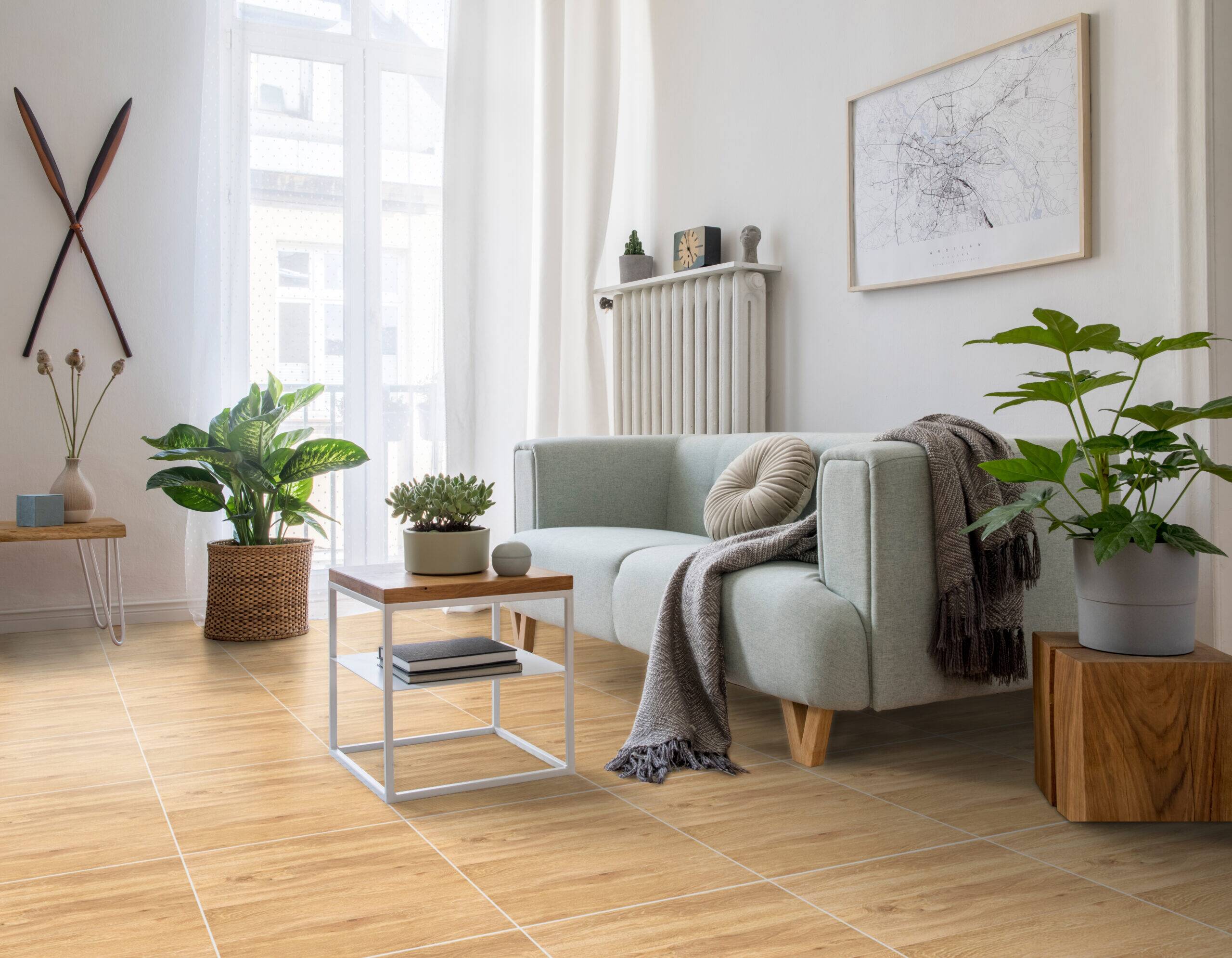 Cozy and creative composition of stylish living room interior de