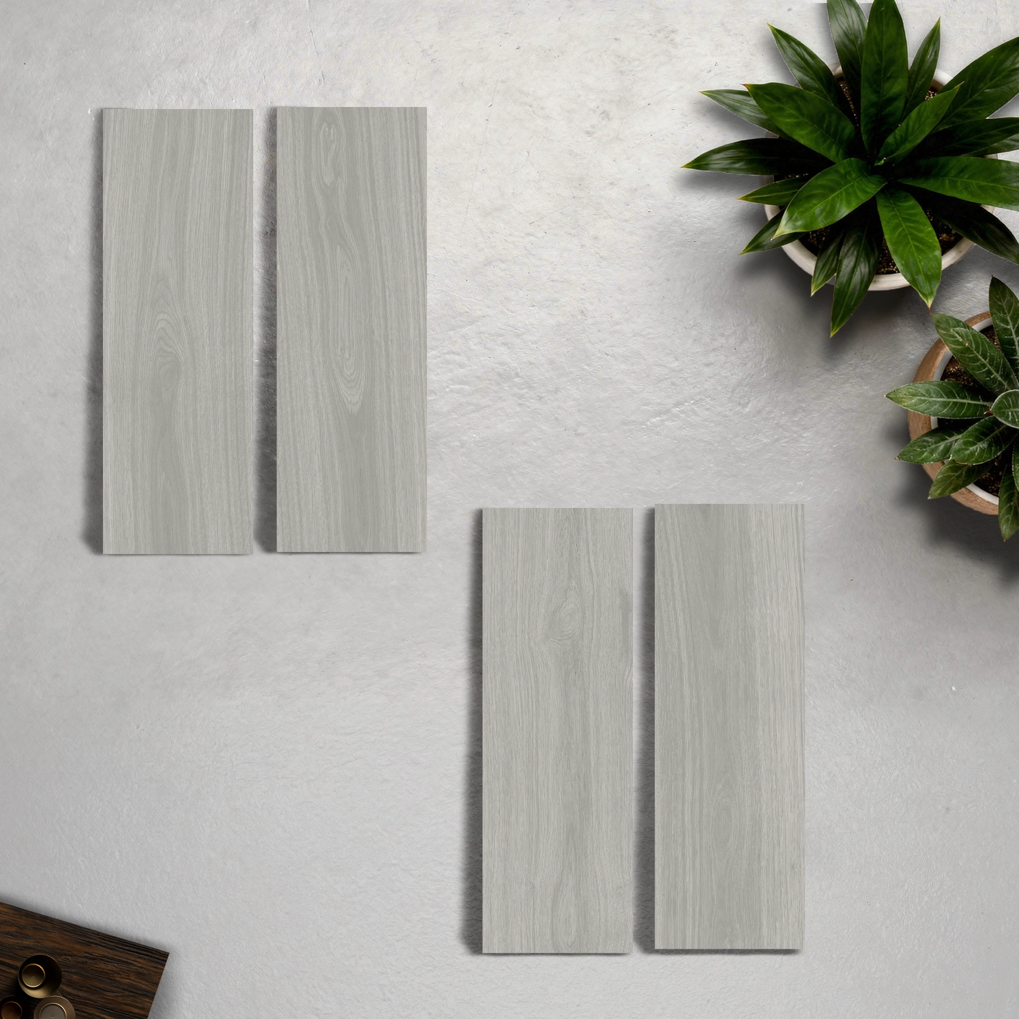 CERÁMICO MADERA LIGNUM GREIGE, cuatro caras diferentes, 20x60, estilo madera, color gris