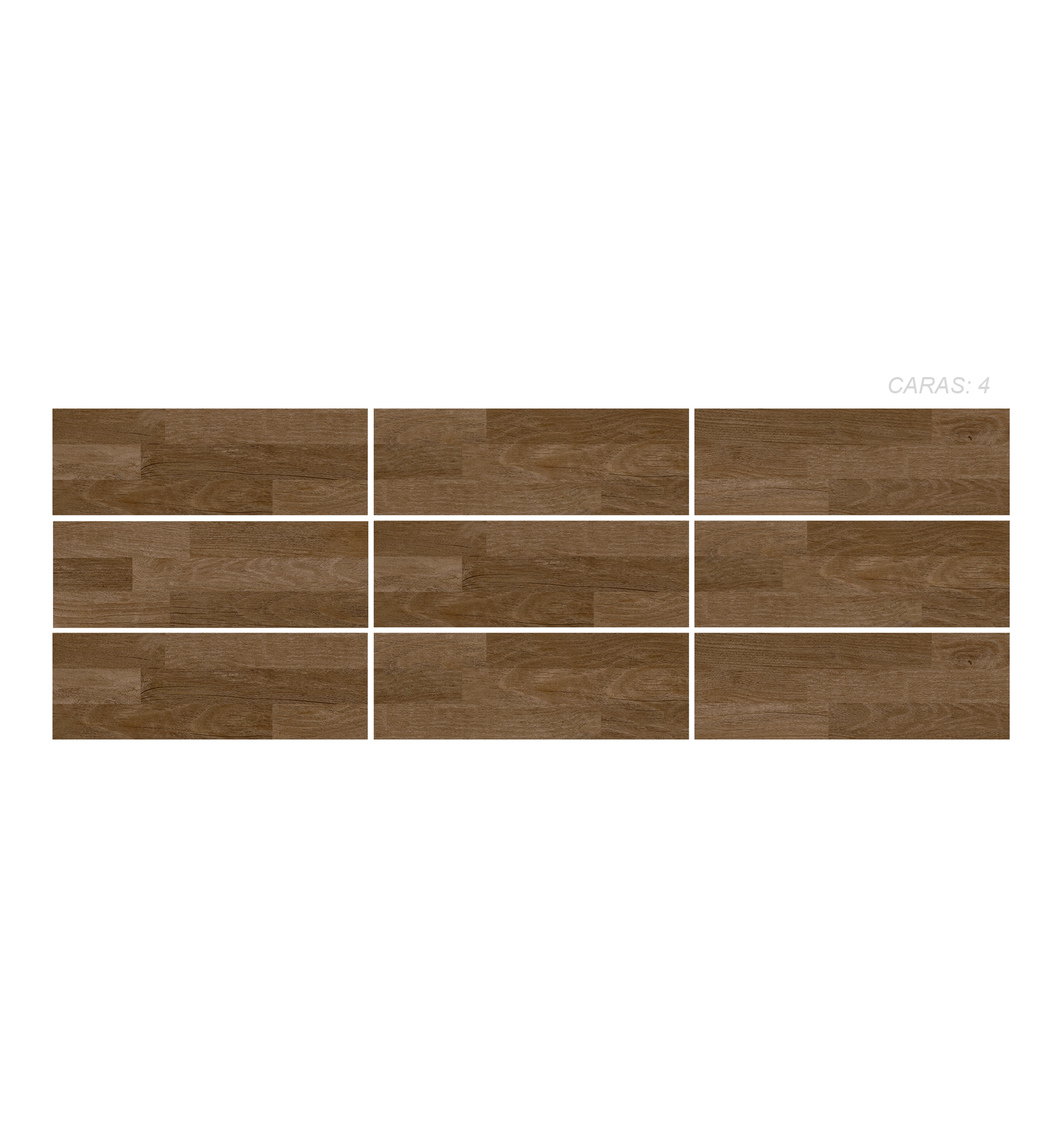 Cerámica Madera Lund 20x60, 6 caras plasmadas en un panel, colección Sylva de Cerámicos Gala