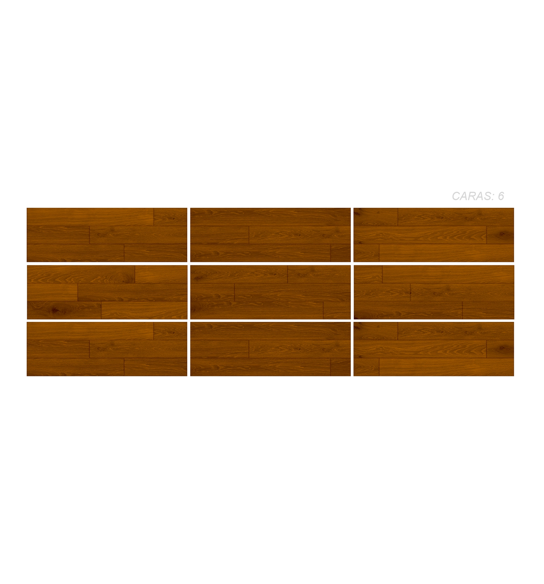 Cerámica Madera Merbau 20x60, 6 caras plasmadas en un panel, colección Sylva de Cerámicos Gala