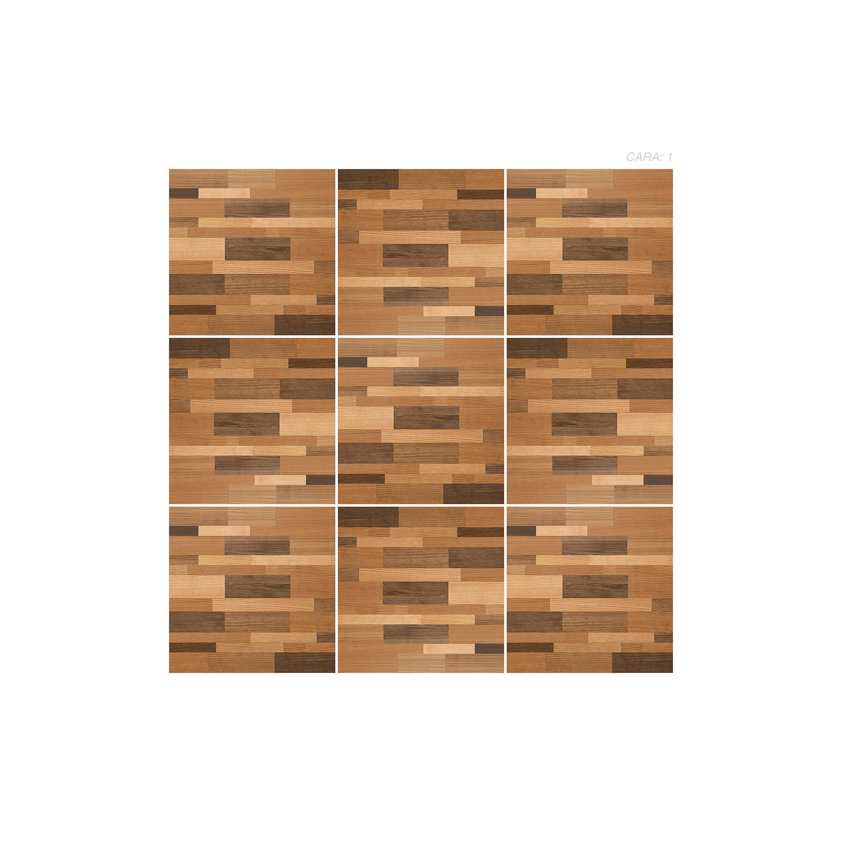 Cerámica madera Parquet Dakota, colección Materia 46x46, panel de 9 piezas