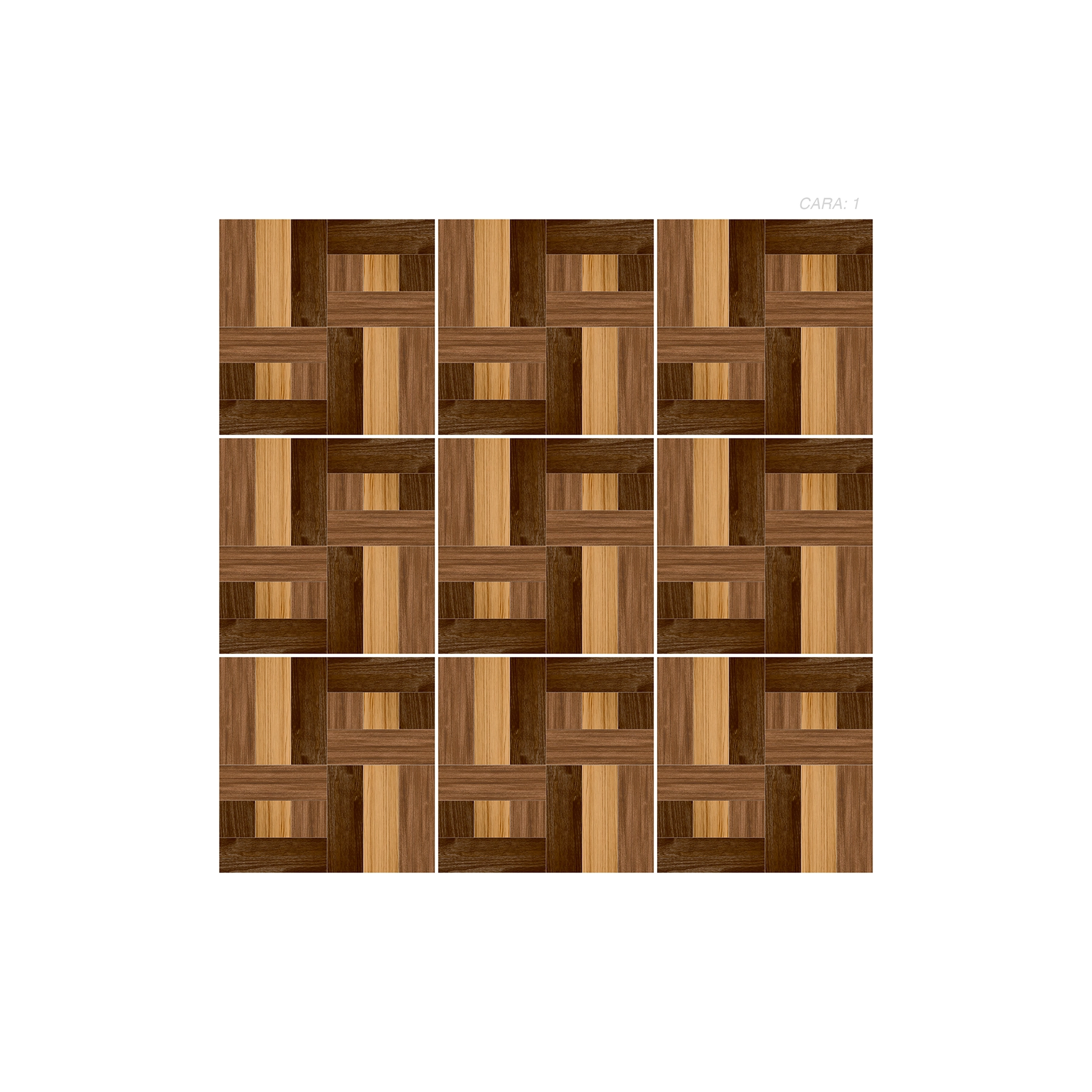 CERÁMICA MADERA TANDEM PANEL Cerámica madera Tandem, colección Materia 46x46, panel de 9 piezas
