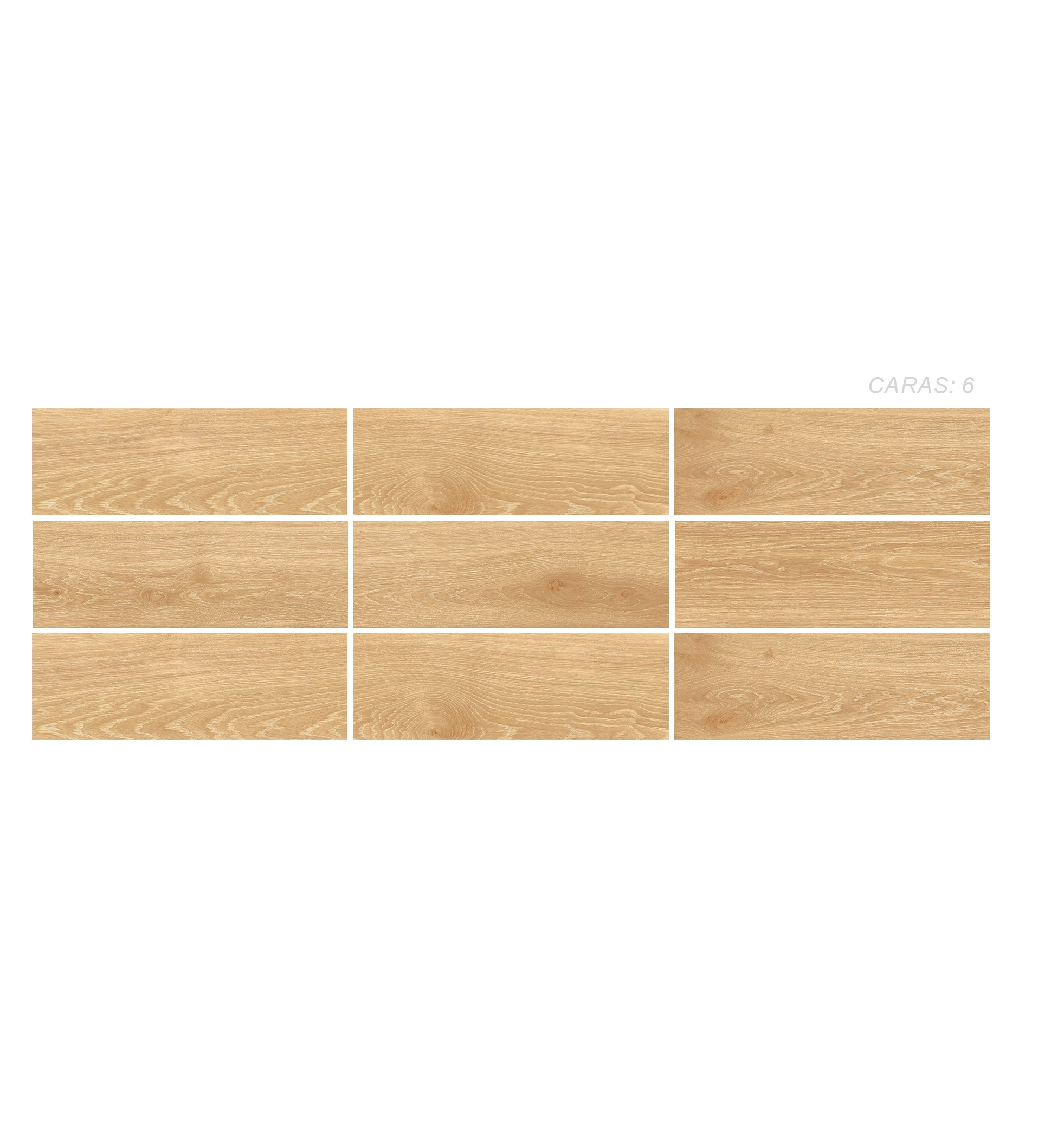 Cerámica Madera Nuance Beige 20x60, 6 caras plasmadas en un panel, colección Sylva de Cerámicos Gala