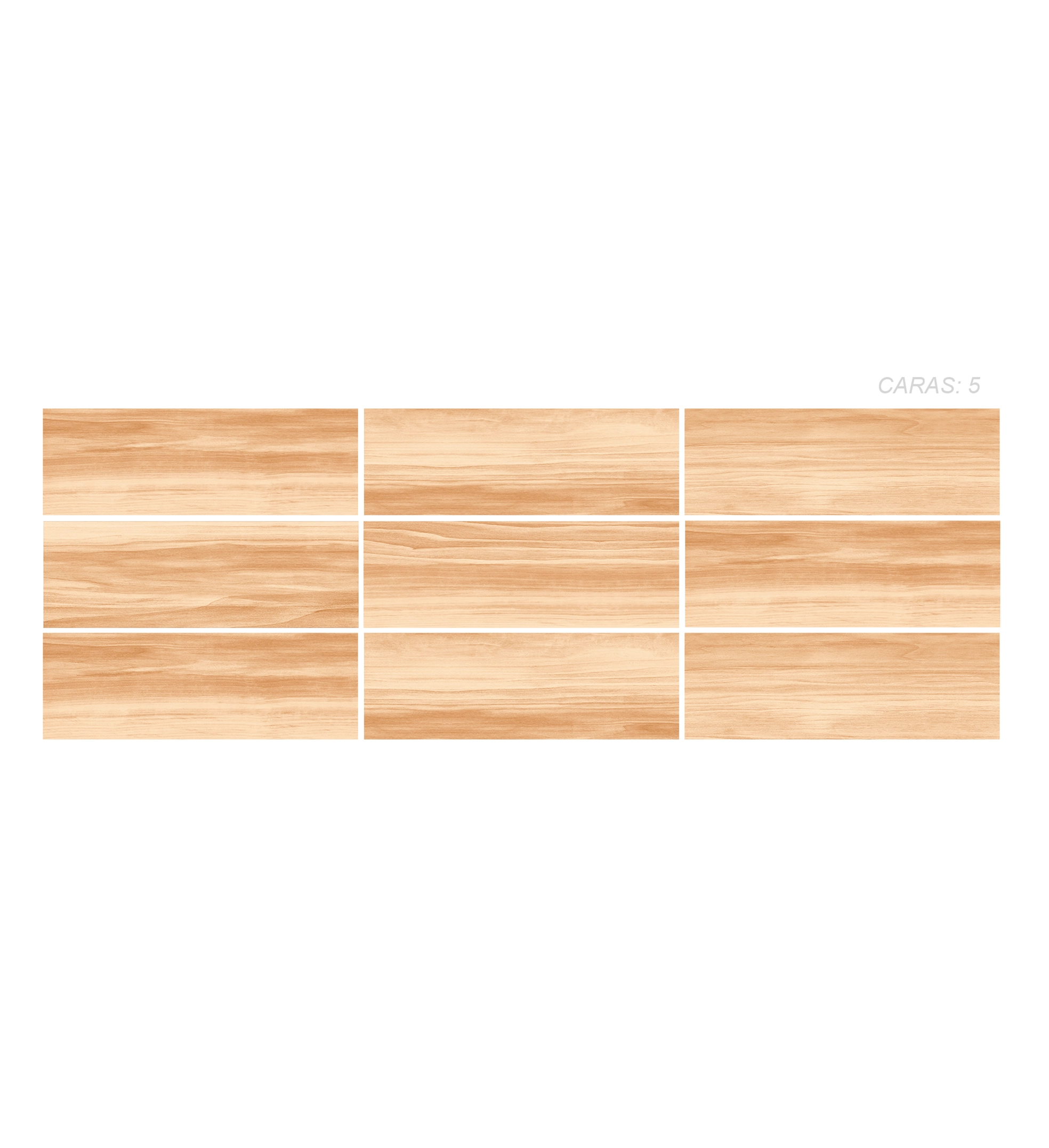 Cerámica Madera Rovere 20x60, 6 caras plasmadas en un panel, colección Sylva de Cerámicos Gala